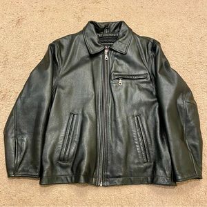 *SOLD* Wilsons Leather Mens Pebble Grain Soft Black Leather Jacket Lined (S)